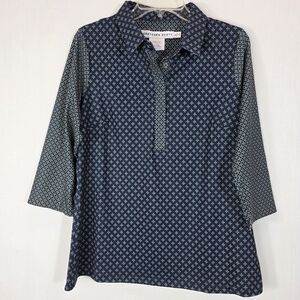 Gretchen Scott Designs Navy and White Button Down Shirt